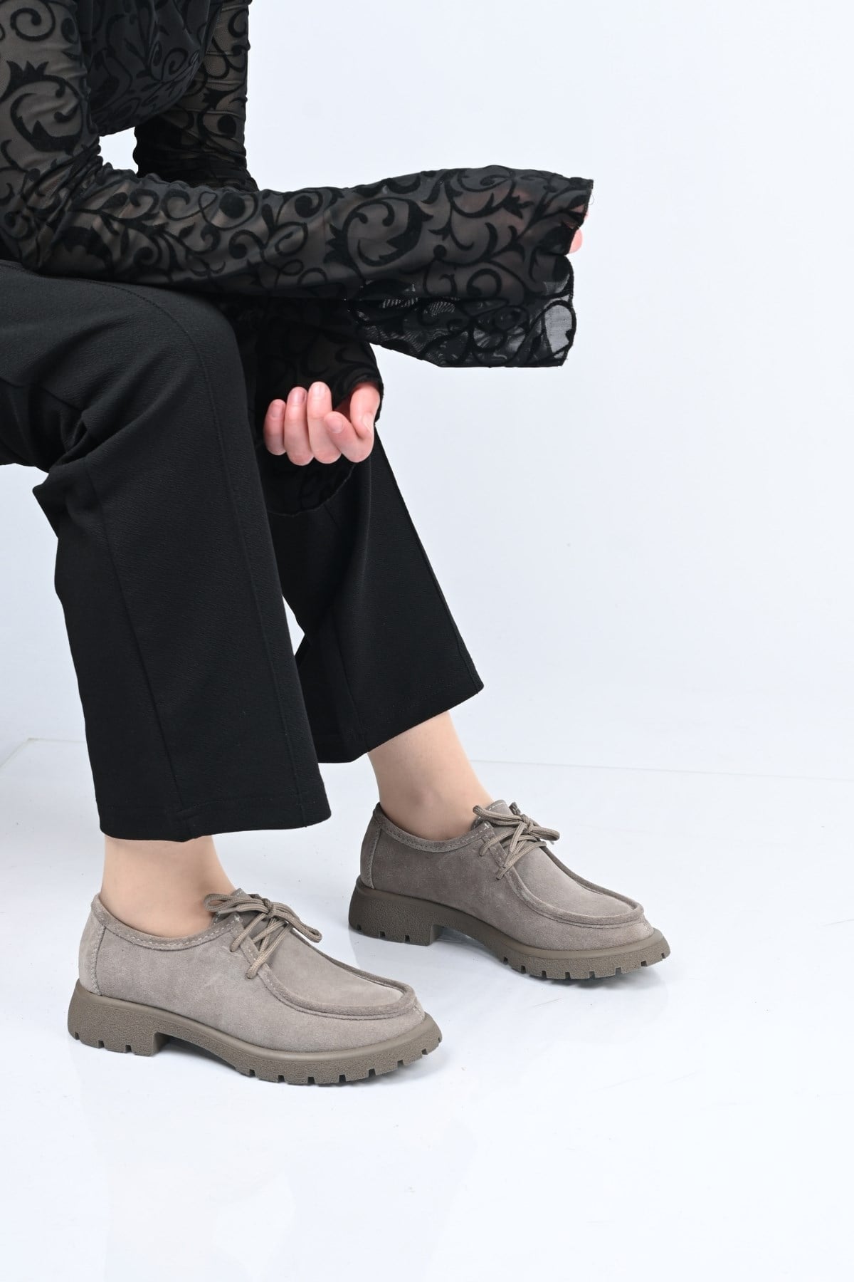 Bestello Bağcıklı Termo Taban Hakiki Deri Loafer 345-4247 Kadın Ayakkabı345-4247_VIZON SUET_36Loafers & Moccasins 