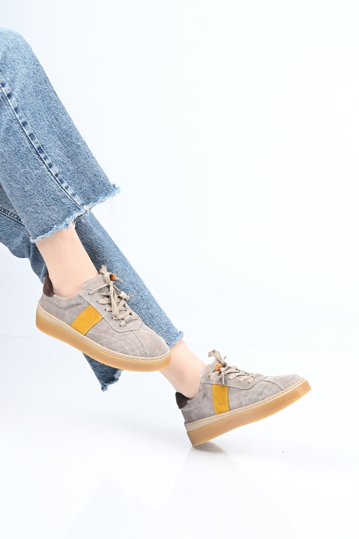 Bestello Bağcıklı Termo Taban Hakiki Deri Sneaker 345-1428 Kadın Ayakkabı345-1428_VIZON SUET_36Sneaker