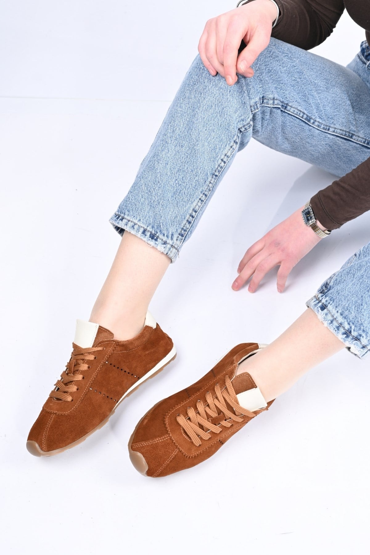 Bestello Bağcıklı Termo Taban Hakiki Deri Sneaker 341-0138 Kadın Ayakkabı341-0138_TABA SUET_36Sneaker