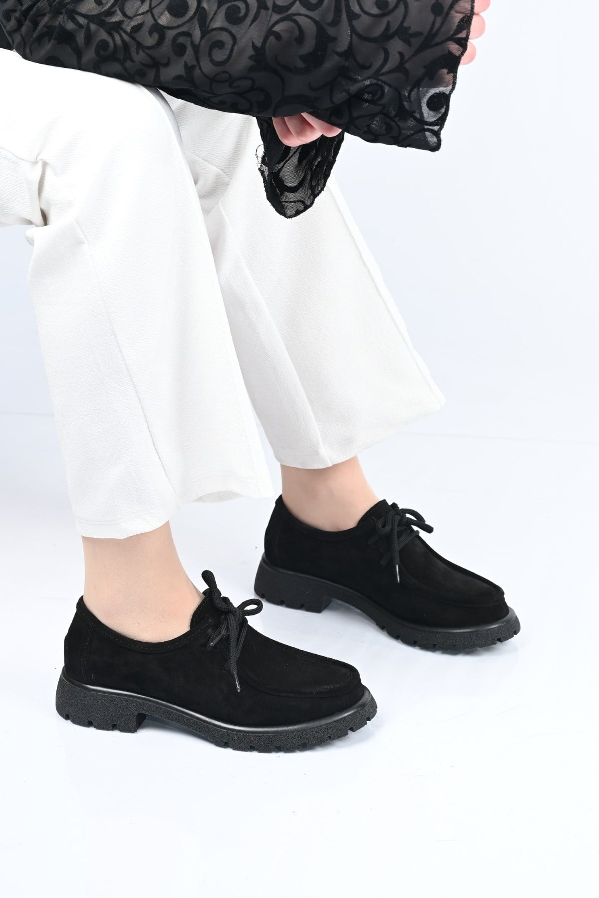 Bestello Bağcıklı Termo Taban Hakiki Deri Loafer 345-4247 Kadın Ayakkabı345-4247_SIYAH SUET_36Loafers & Moccasins 