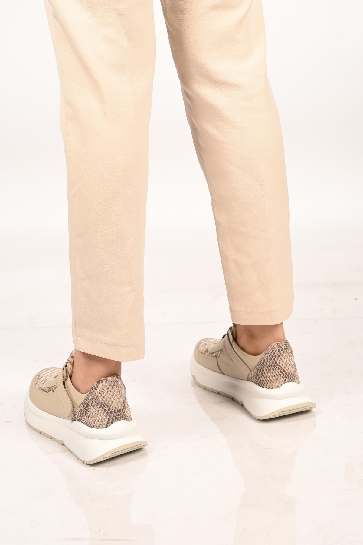 Bestello Bağcıksız Cırtlı Eva Taban Hakiki Deri Sneaker 101-8065-05 Kadın Ayakkabı101-8065-05_BEJ_36Sneaker