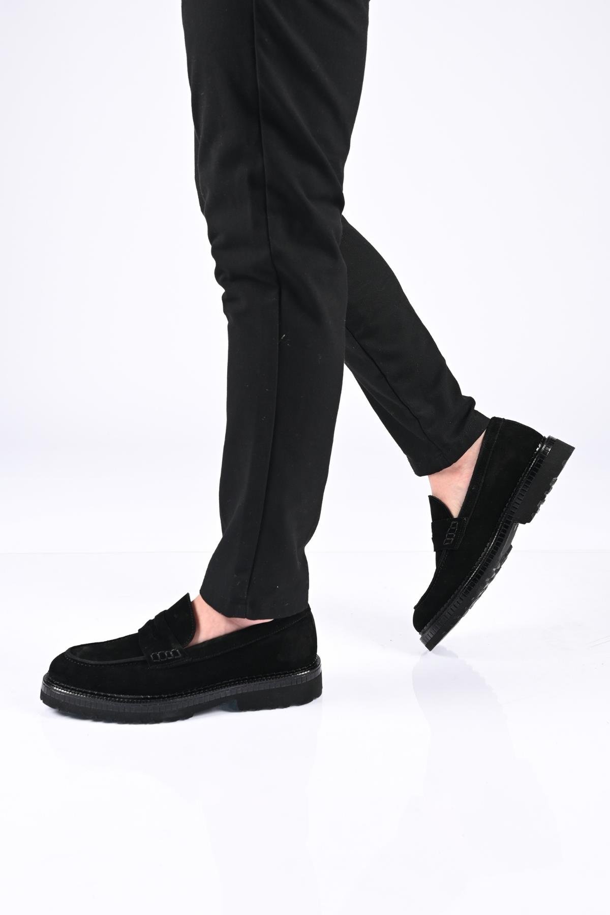 Bestello Bağcıksız  Eva Taban Hakiki Deri Loafer 174-802 Erkek Ayakkabı174-802_SIYAH SUET_40Loafer