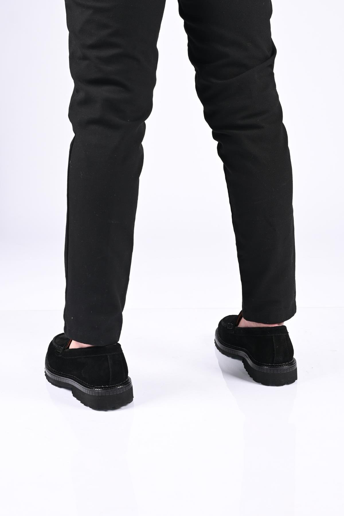 Bestello Bağcıksız  Eva Taban Hakiki Deri Loafer 174-802 Erkek Ayakkabı174-802_SIYAH SUET_40Loafer