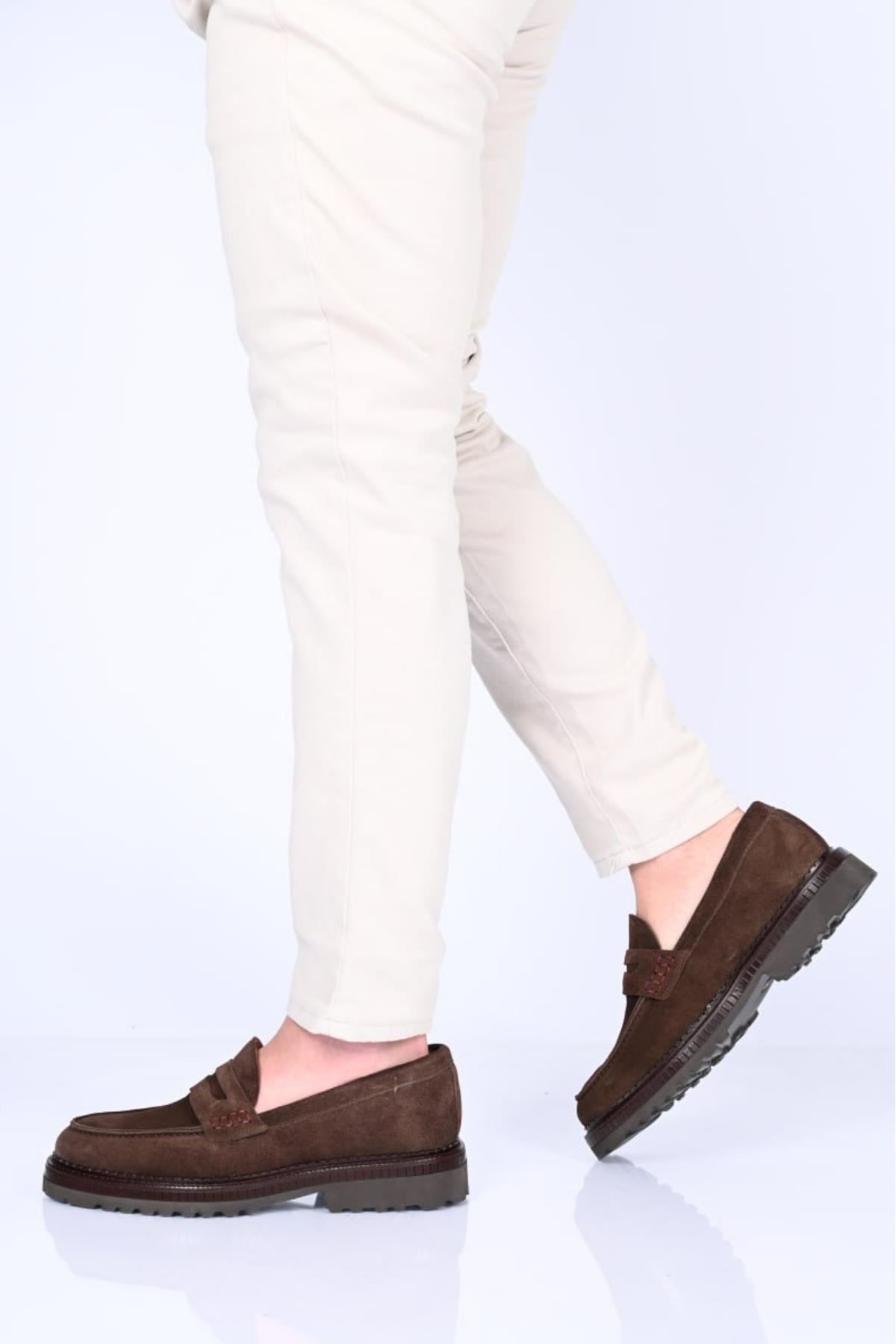Bestello Bağcıksız  Eva Taban Hakiki Deri Loafer 174-802 Erkek Ayakkabı174-802_KAHVE SUET_40Loafer