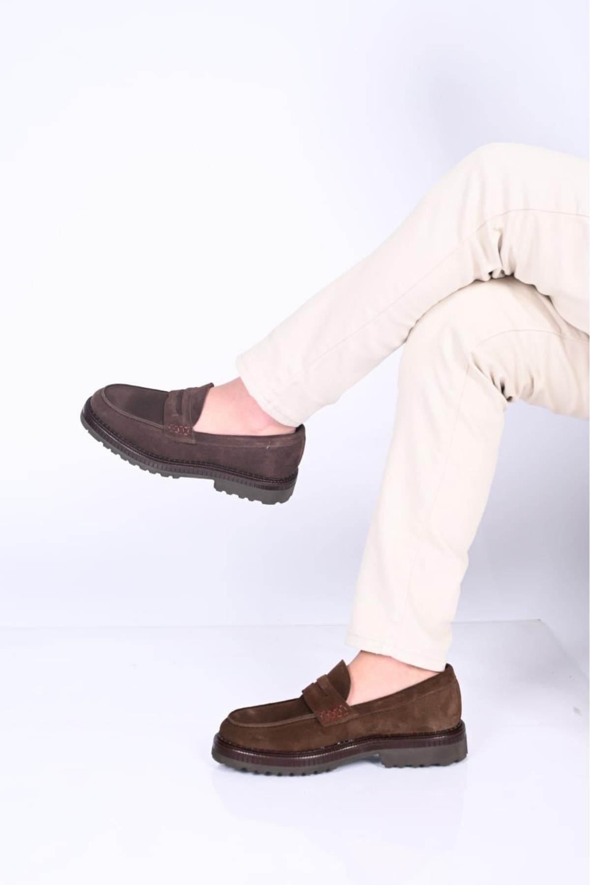 Bestello Bağcıksız  Eva Taban Hakiki Deri Loafer 174-802 Erkek Ayakkabı174-802_KAHVE SUET_40Loafer