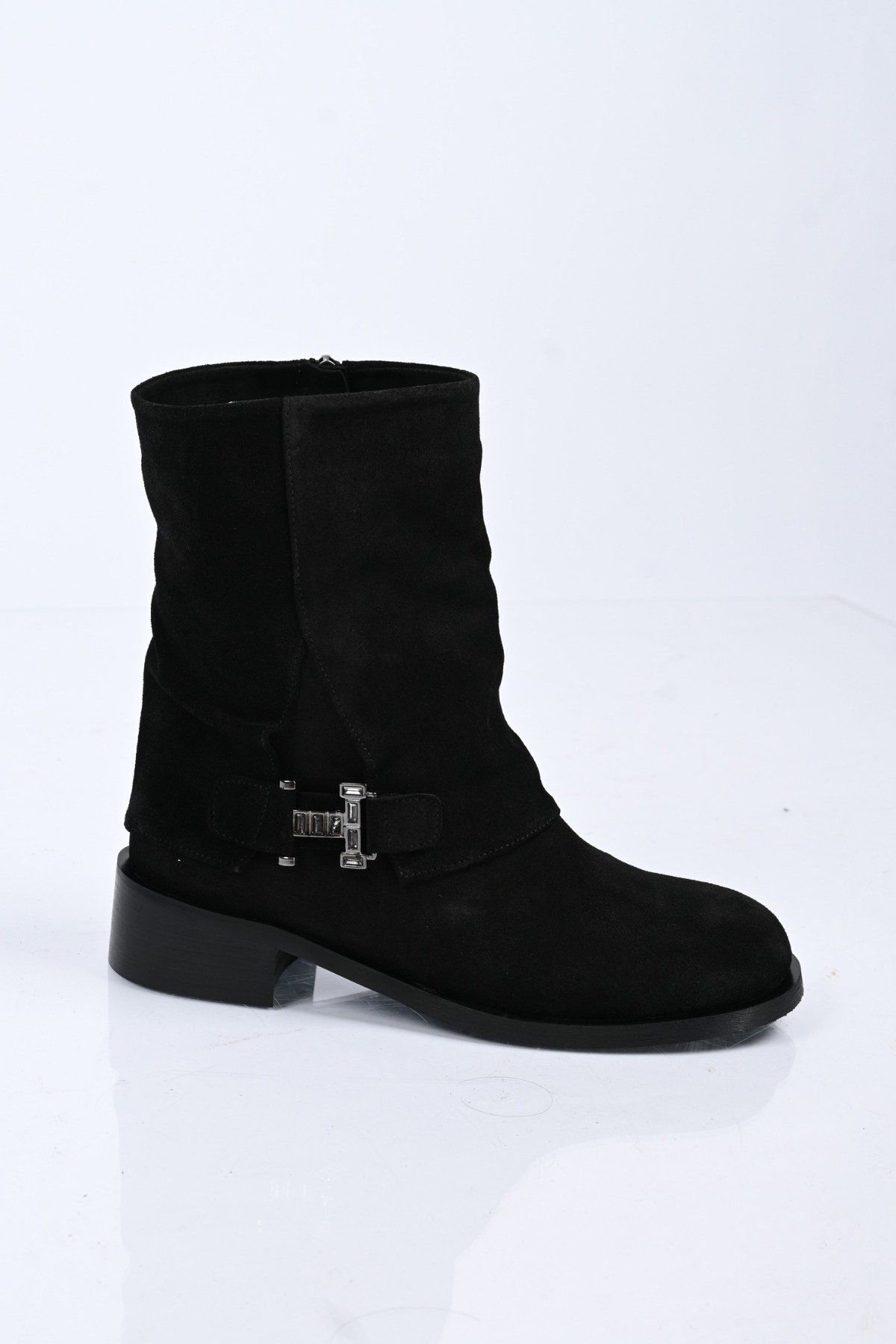 Bestello Bağcıksız Fermuarlı Hakiki Deri Casual Bot 340-5203 Kadın Bot340-5203_SIYAH SUET_36Casual Boots