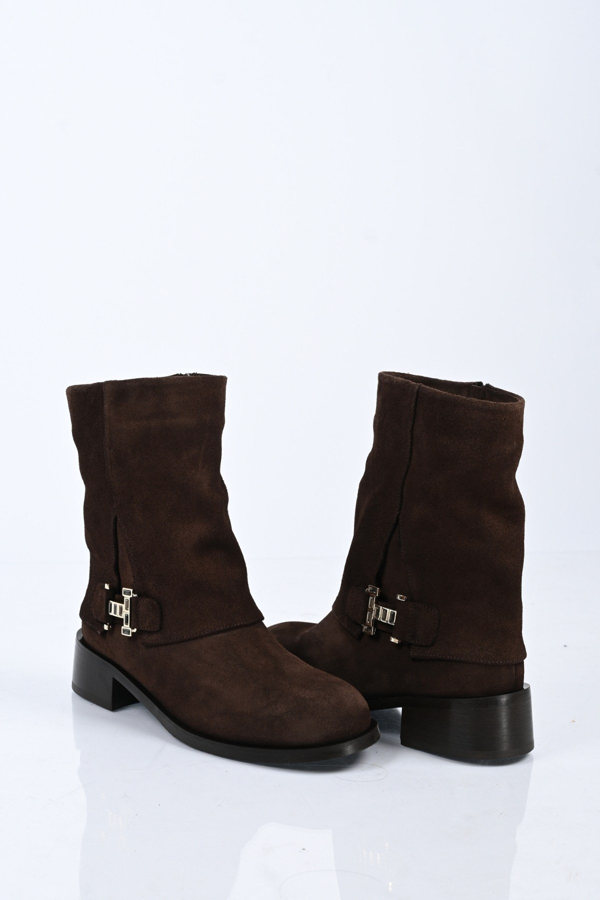 Bestello Bağcıksız Fermuarlı Hakiki Deri Casual Bot 340-5203 Kadın Bot340-5203_KAHVE SUET_36Casual Boots