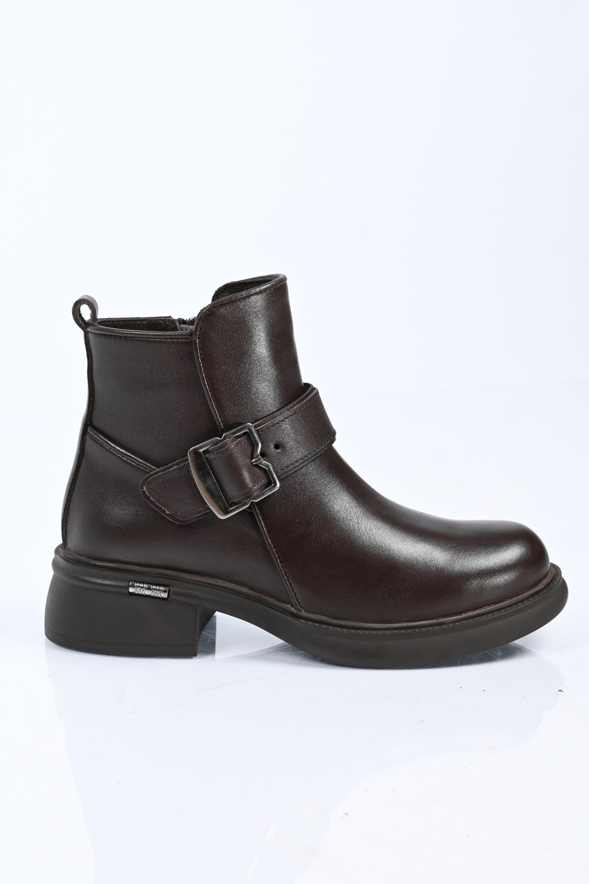Bestello Bağcıksız Fermuarlı Hakiki Deri Kemer Toka Detaylı Casual Bot 347-7615 Kadın Bot347-7615_KAHVE_36Casual Boots