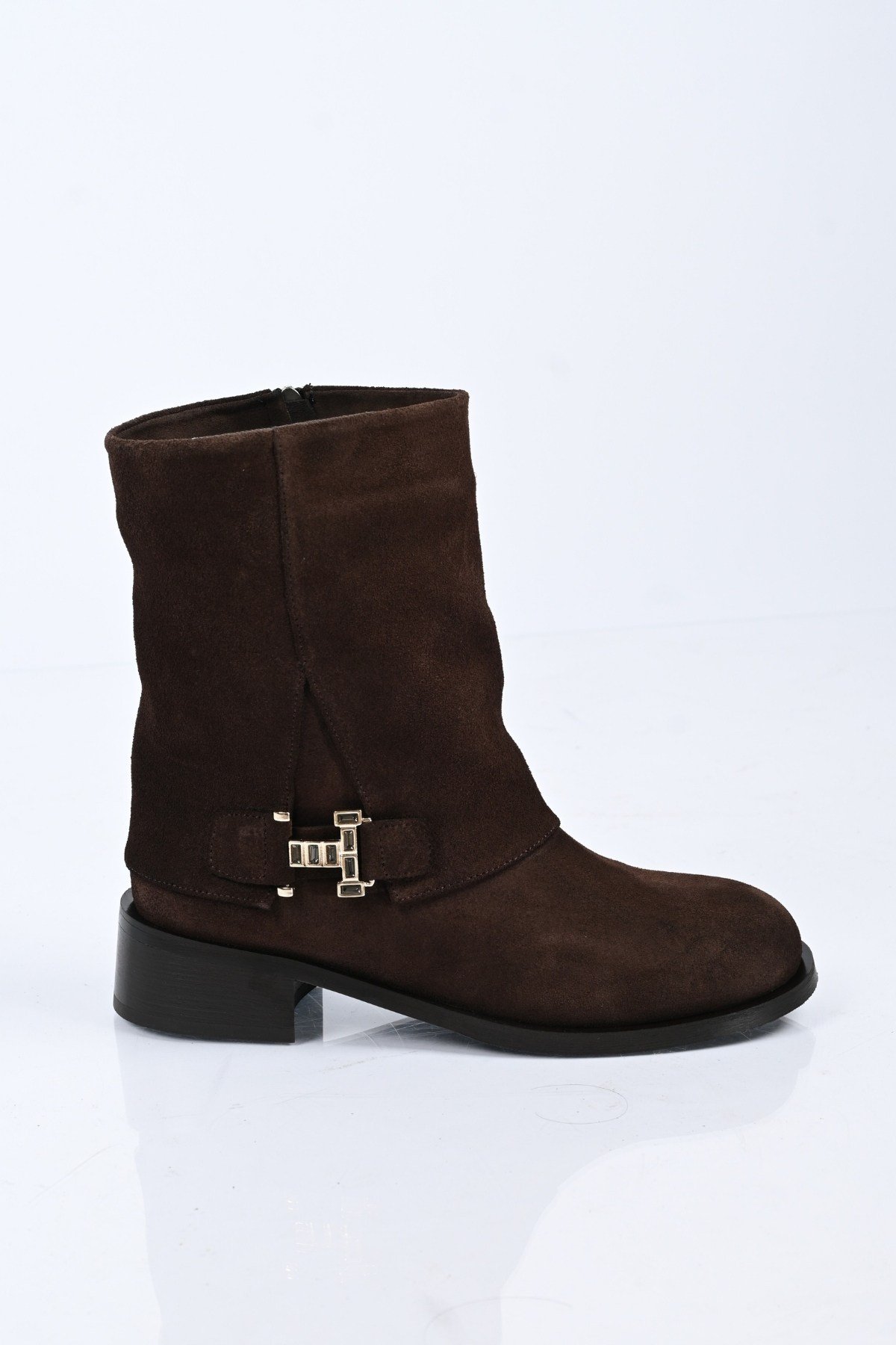 Bestello Bağcıksız Fermuarlı Hakiki Deri Casual Bot 340-5203 Kadın Bot340-5203_KAHVE SUET_36Casual Boots