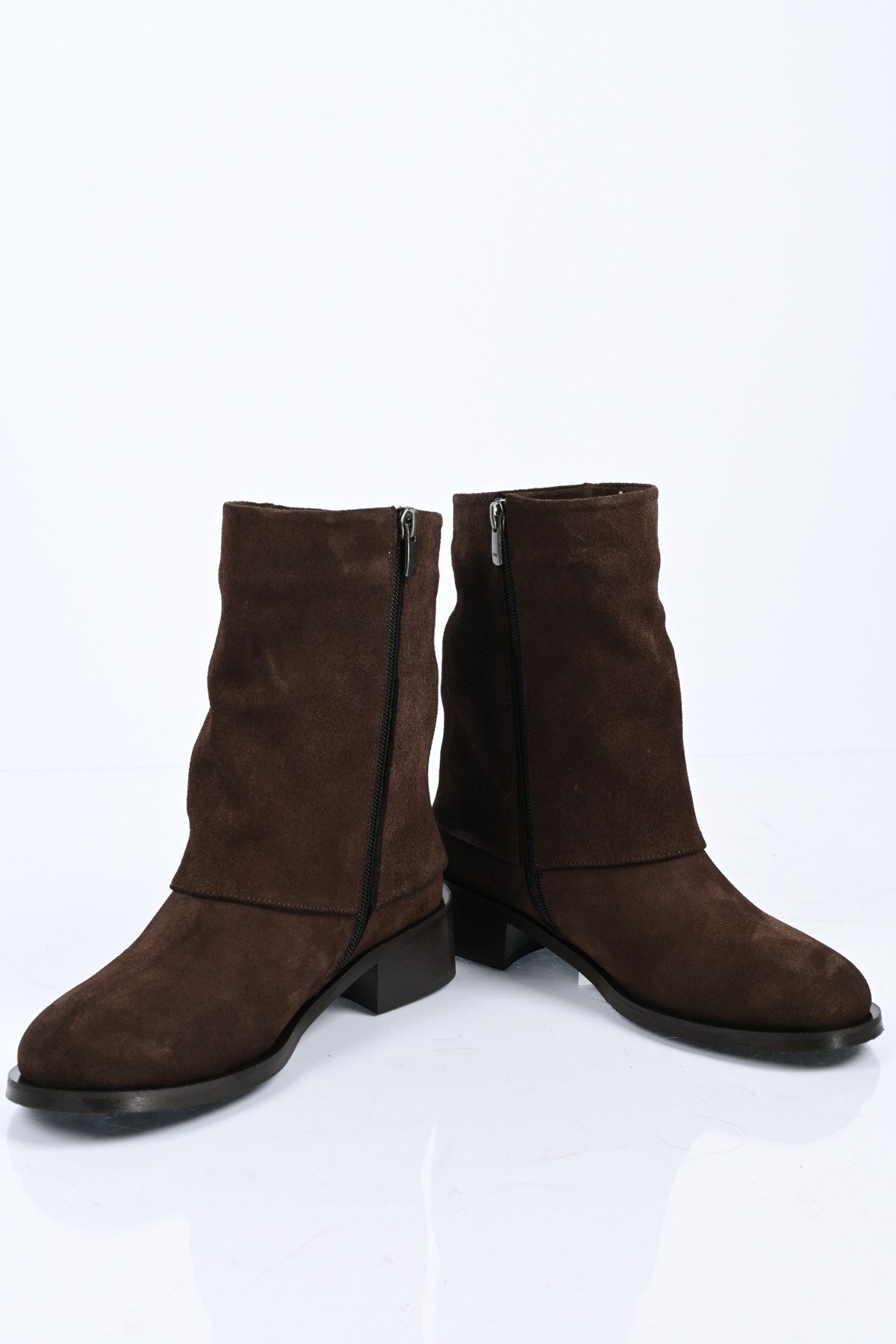 Bestello Bağcıksız Fermuarlı Hakiki Deri Casual Bot 340-5203 Kadın Bot340-5203_KAHVE SUET_36Casual Boots