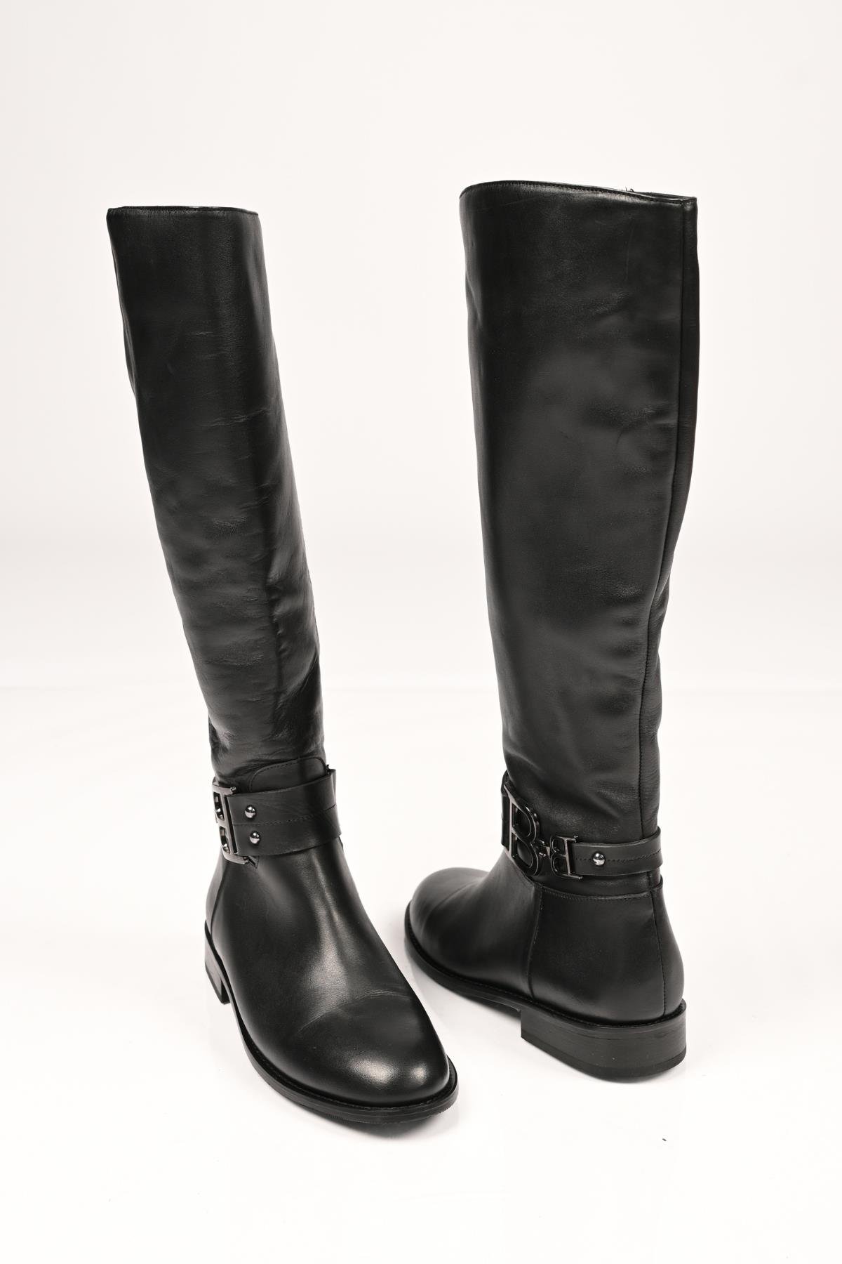 Bestello Bağcıksız Fermuarlı Jurdan Taban Hakiki Deri Çizme 334-2500 Kadın Çizme334-2500_SIYAH_36High Boots