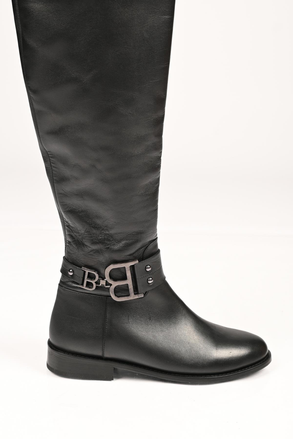 Bestello Bağcıksız Fermuarlı Jurdan Taban Hakiki Deri Çizme 334-2500 Kadın Çizme334-2500_SIYAH_36High Boots