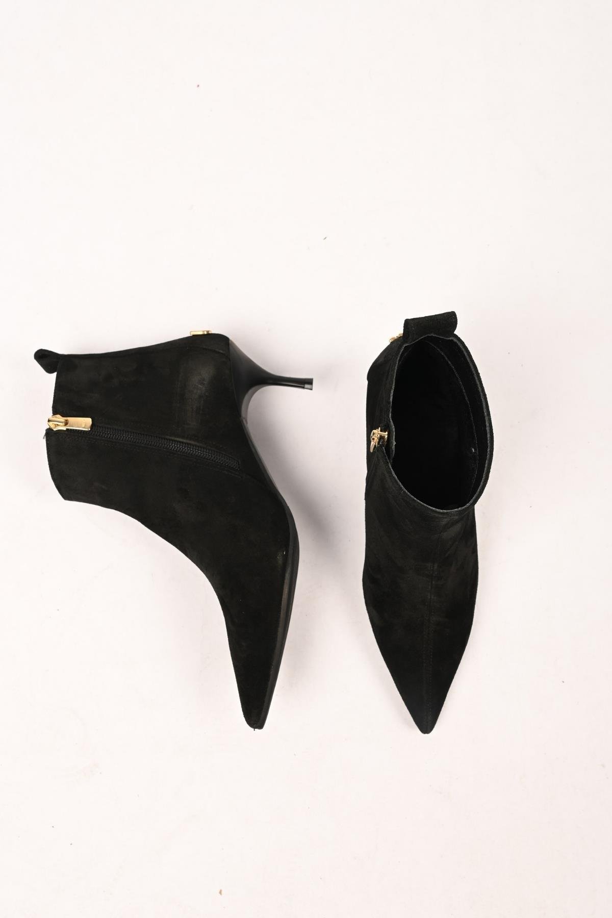 Bestello Bağcıksız Fermuarlı Neolit Taban Hakiki Deri İnce Topuklu Bot 337-2308 Kadın Bot337-2308_SIYAH SUET_36Heeled Boots