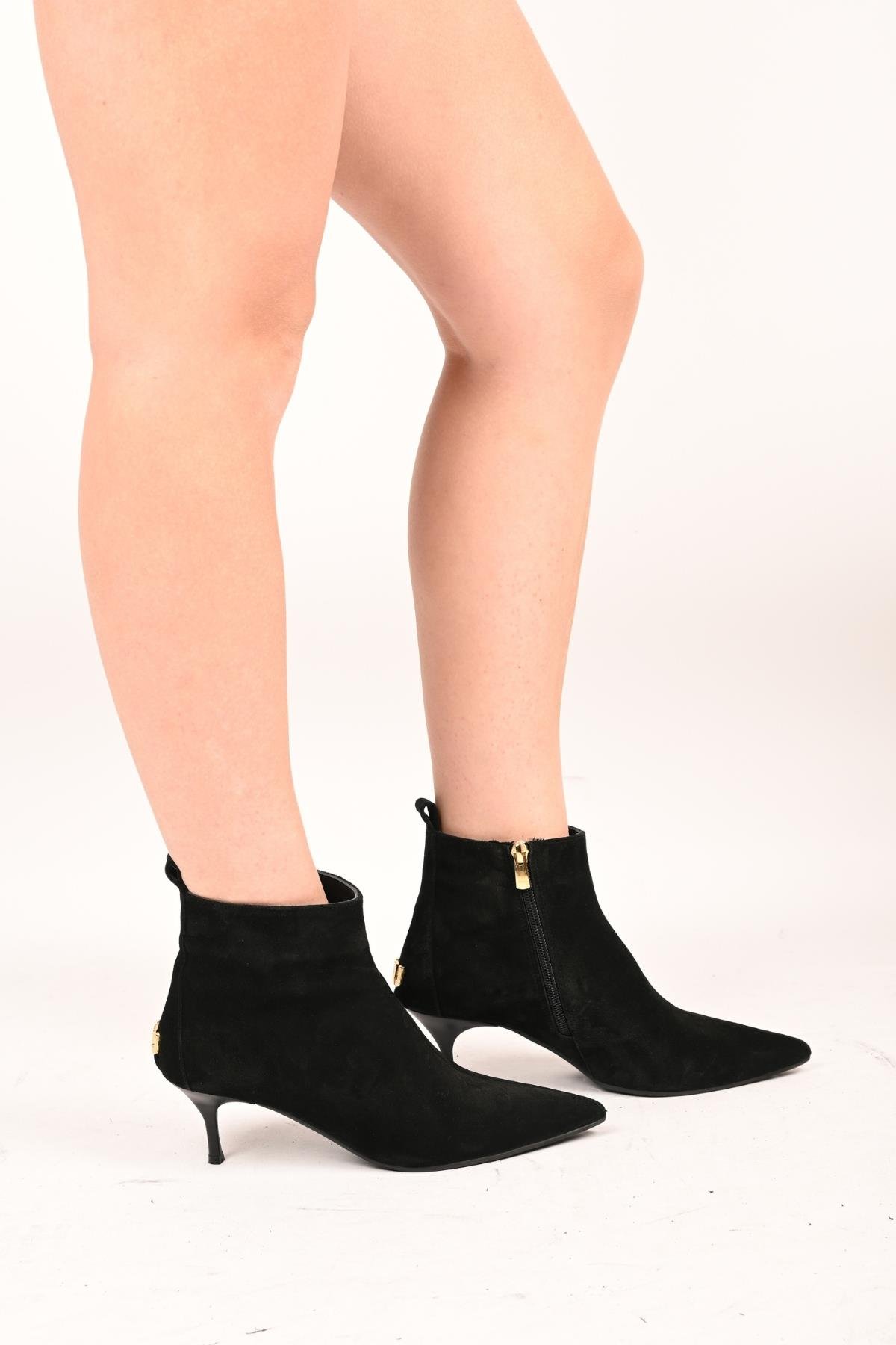 Bestello Bağcıksız Fermuarlı Neolit Taban Hakiki Deri İnce Topuklu Bot 337-2308 Kadın Bot337-2308_SIYAH SUET_36Heeled Boots
