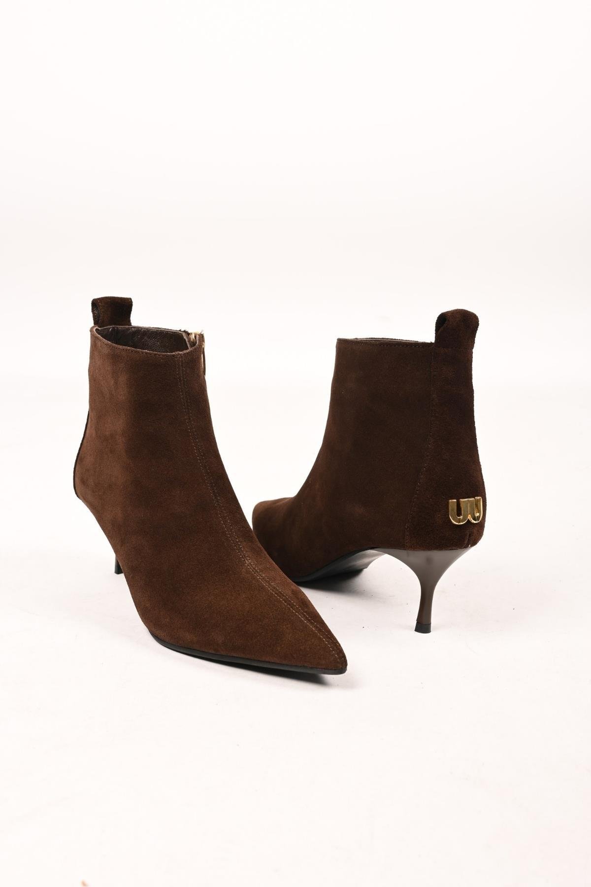 Bestello Bağcıksız Fermuarlı Neolit Taban Hakiki Deri İnce Topuklu Bot 337-2308 Kadın Bot337-2308_KAHVE SUET_36Heeled Boots