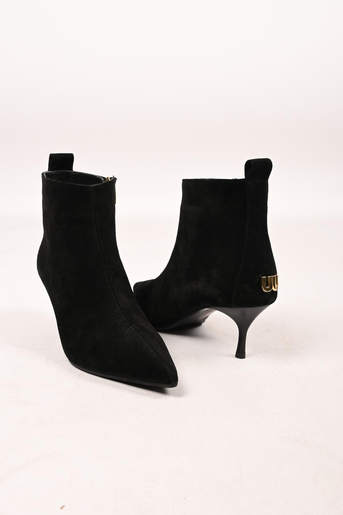 Bestello Bağcıksız Fermuarlı Neolit Taban Hakiki Deri İnce Topuklu Bot 337-2308 Kadın Bot337-2308_SIYAH SUET_36Heeled Boots