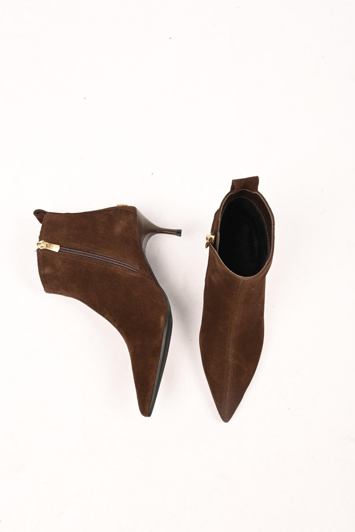 Bestello Bağcıksız Fermuarlı Neolit Taban Hakiki Deri İnce Topuklu Bot 337-2308 Kadın Bot337-2308_KAHVE SUET_36Heeled Boots