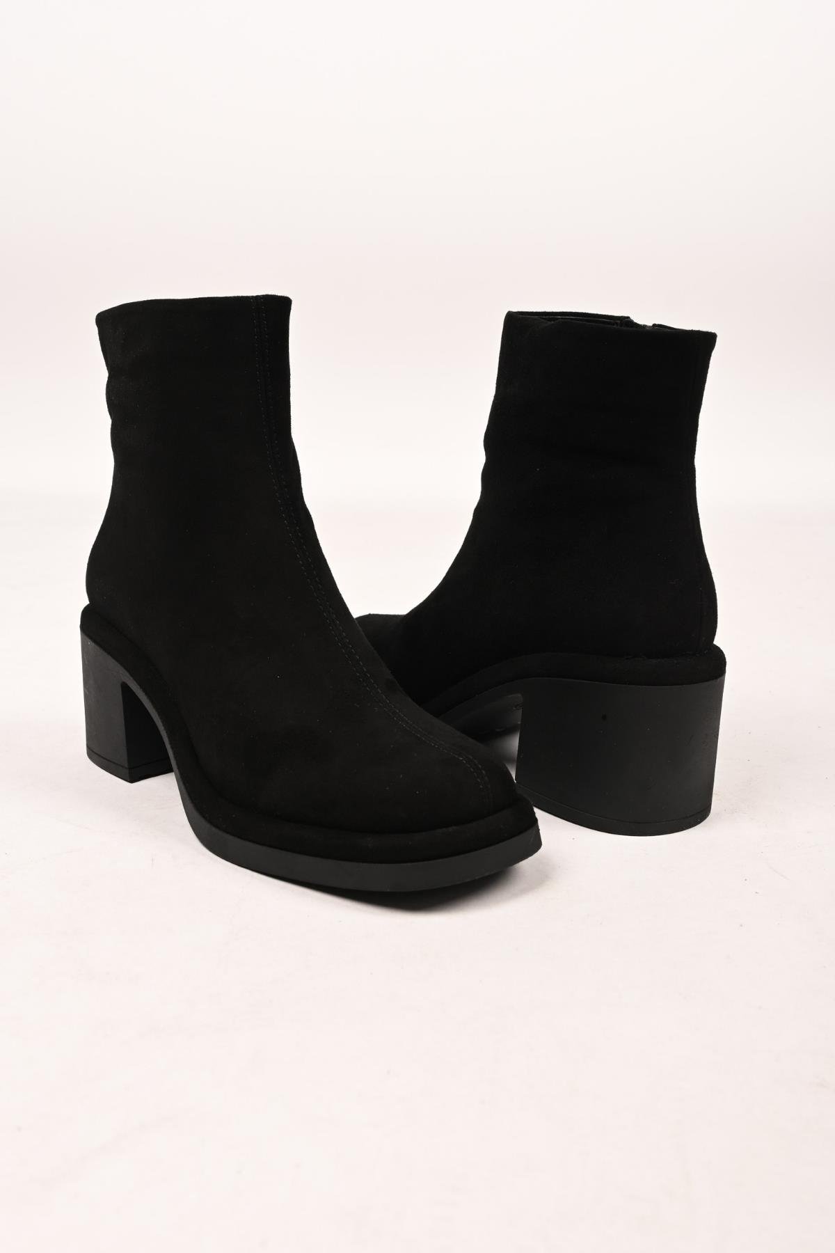 Bestello Bağcıksız Fermuarlı Termo Taban Hakiki Deri Topuklu Bot 336-1231 Kadın Bot336-1231_SIYAH SUET_36Heeled Boots