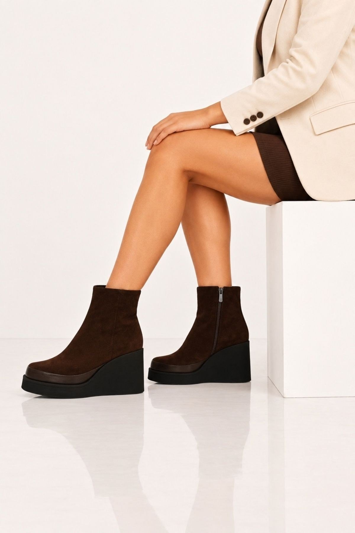 Bestello Bağcıksız Fermuarlı Termo Taban Hakiki Deri Dolgu Topuk Bot 336-01196 Kadın Bot336-01196_KAHVE SUET_36Heeled Boots