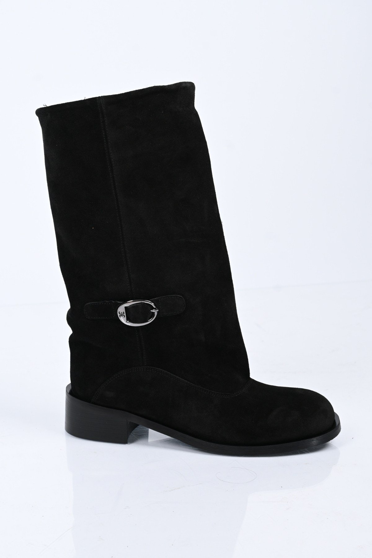 Bestello Bağcıksız Fermuarsız Hakiki Deri Geniş Konç Bot 340-5202 Kadın Bot340-5202_SIYAH SUET_36Casual Boots