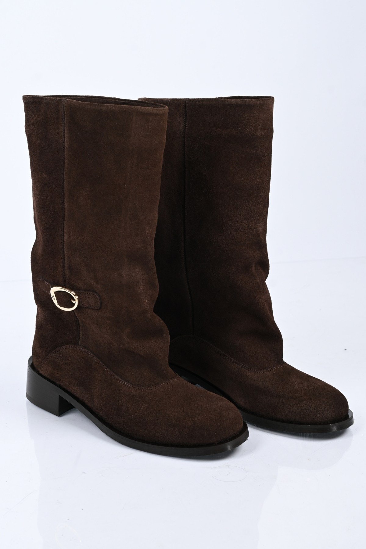Bestello Bağcıksız Fermuarsız Hakiki Deri Geniş Konç Bot 340-5202 Kadın Bot340-5202_KAHVE SUET_36Casual Boots