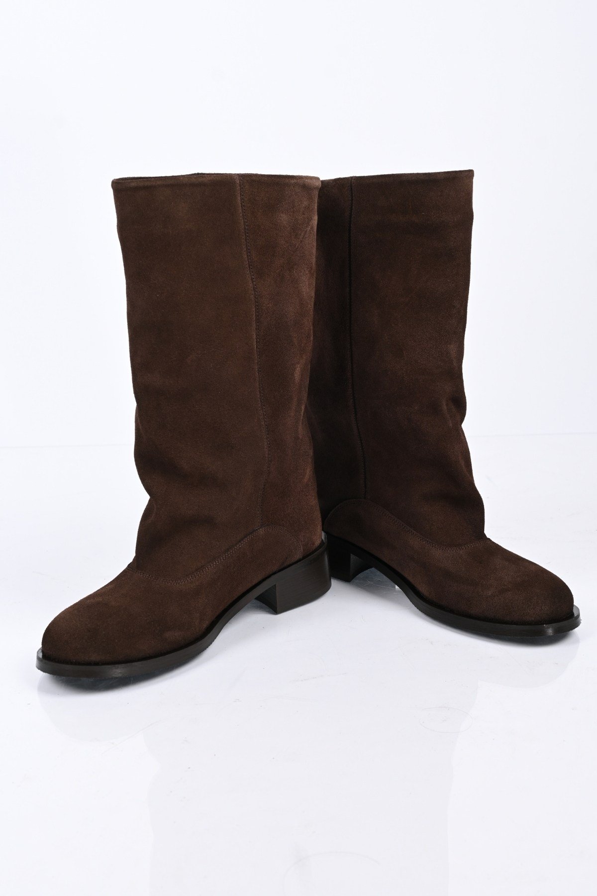 Bestello Bağcıksız Fermuarsız Hakiki Deri Geniş Konç Bot 340-5202 Kadın Bot340-5202_KAHVE SUET_36Casual Boots