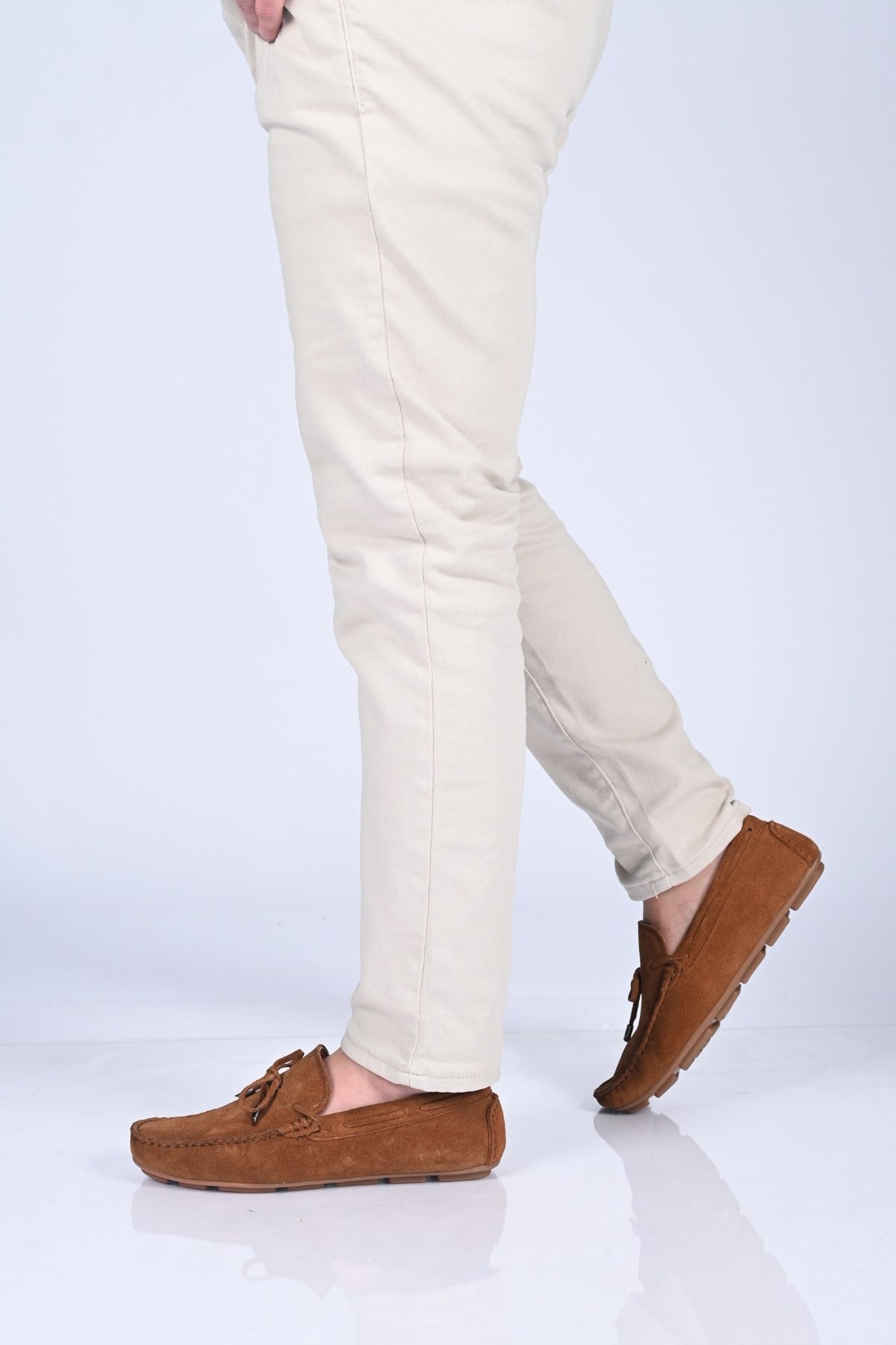 Bestello Bağcıksız Fiyonklu Poliüretan Taban Hakiki Deri Loafer 028-1041 Erkek Ayakkabı028-1041_TABA SUET_40Loafer