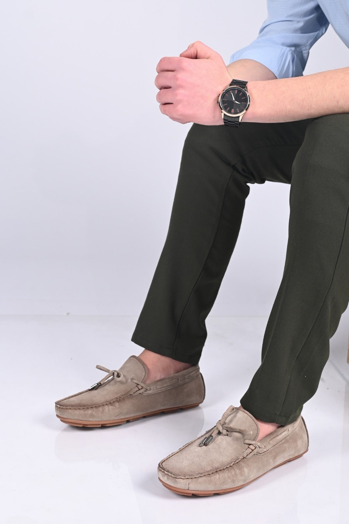 Bestello Bağcıksız Fiyonklu Poliüretan Taban Hakiki Deri Loafer 028-1041 Erkek Ayakkabı028-1041_VIZON SUET_40Loafer