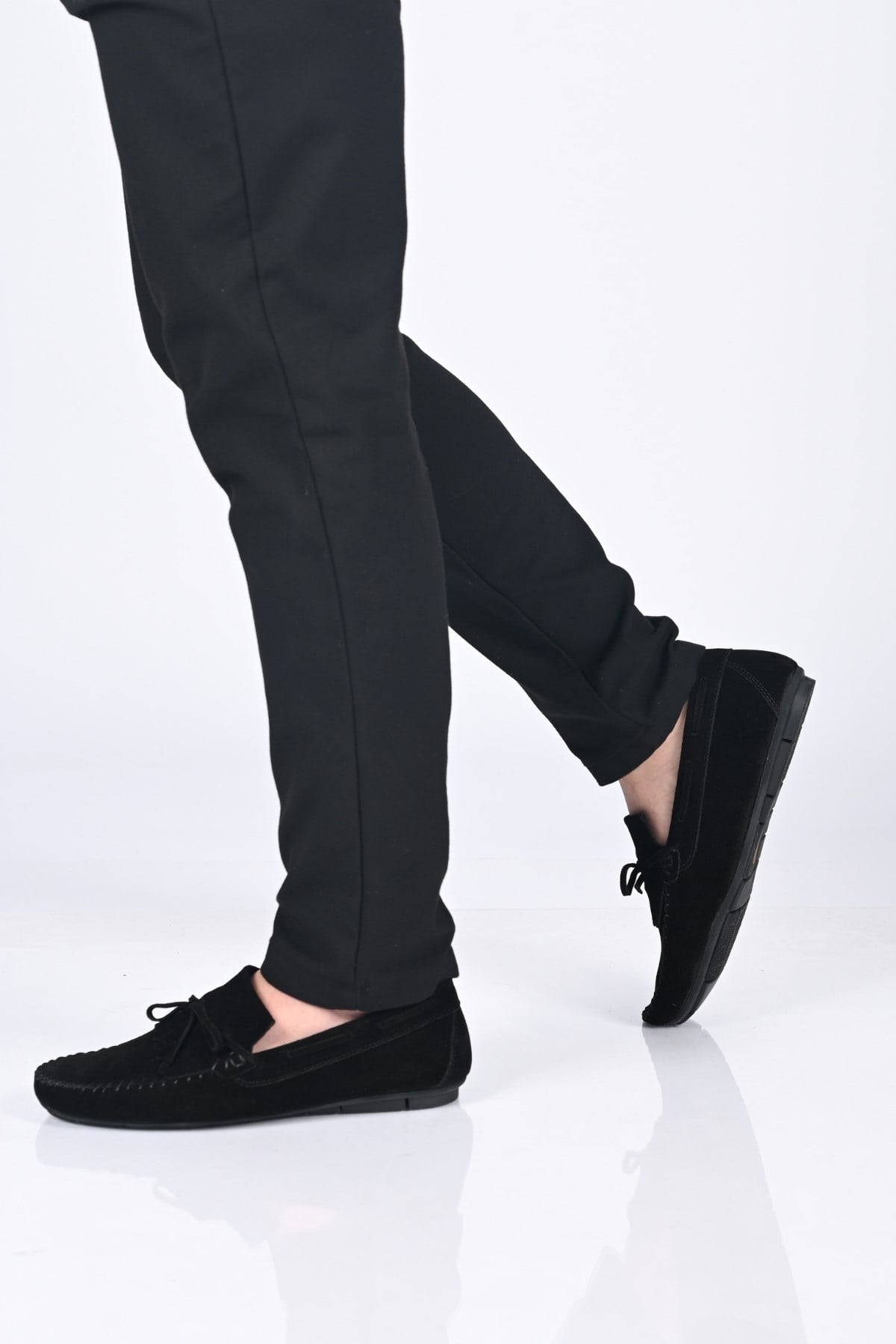 Bestello Bağcıksız Fiyonklu Poliüretan Taban Hakiki Deri Loafer 028-2065 Erkek Ayakkabı028-2065_SIYAH SUET_39Loafer