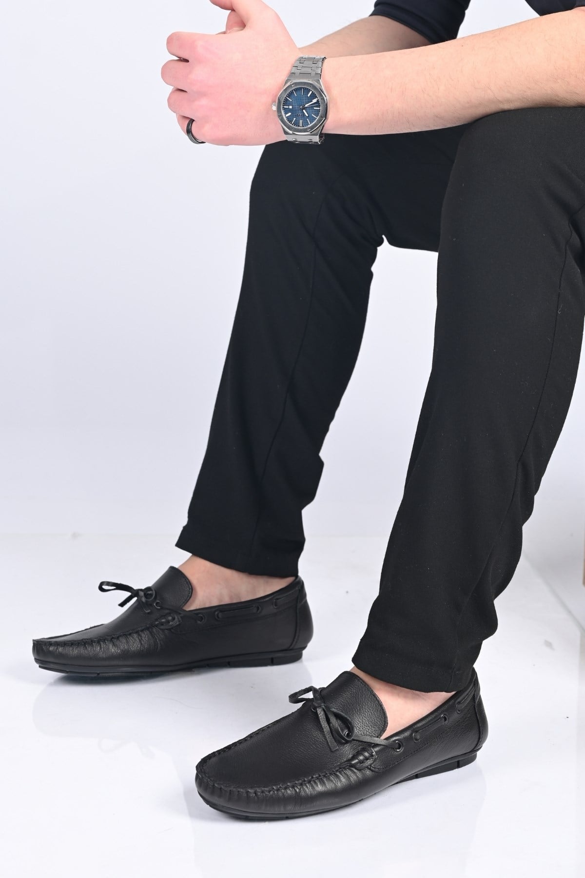 Bestello Bağcıksız Fiyonklu Poliüretan Taban Hakiki Deri Loafer 028-2088-26Y Erkek Ayakkabı028-2088-26Y_SIYAH FLOT_39Loafer