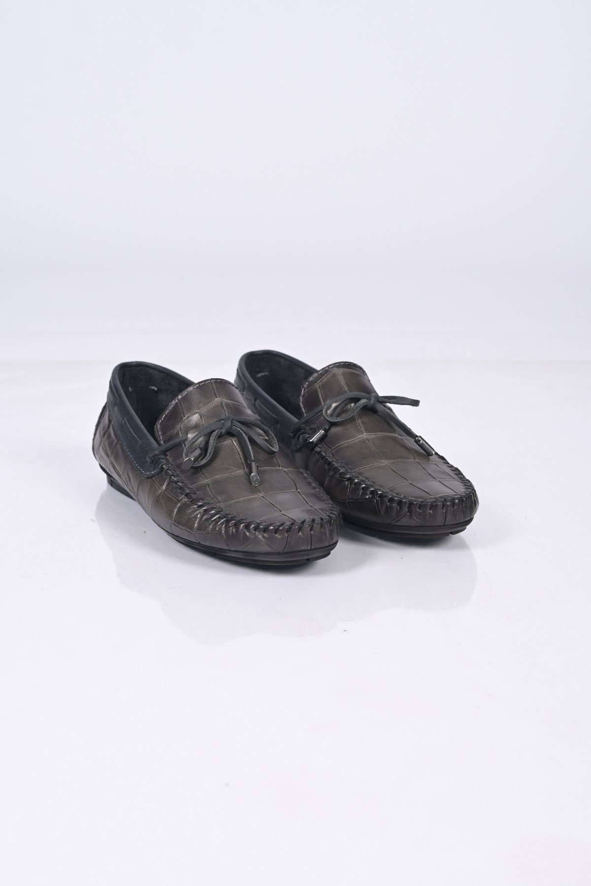 Bestello Bağcıksız Fiyonklu Poliüretan Taban Hakiki Deri Loafer 028-2068-26Y Erkek Ayakkabı028-2068-26Y_GRI KROKO_39Loafer