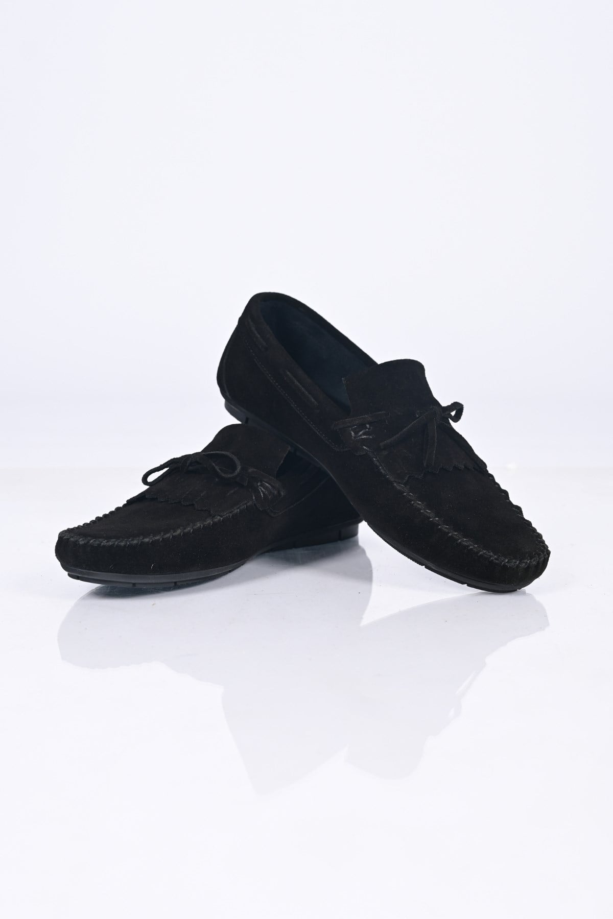 Bestello Bağcıksız Fiyonklu Poliüretan Taban Hakiki Deri Loafer 028-2065 Erkek Ayakkabı028-2065_SIYAH SUET_39Loafer