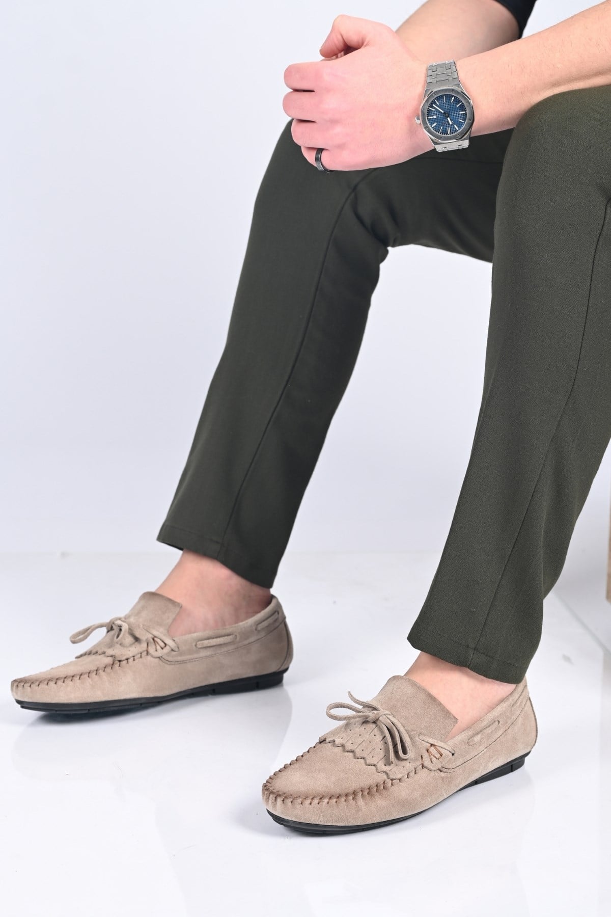 Bestello Bağcıksız Fiyonklu Poliüretan Taban Hakiki Deri Loafer 028-2065 Erkek Ayakkabı028-2065_VIZON SUET_39Loafer