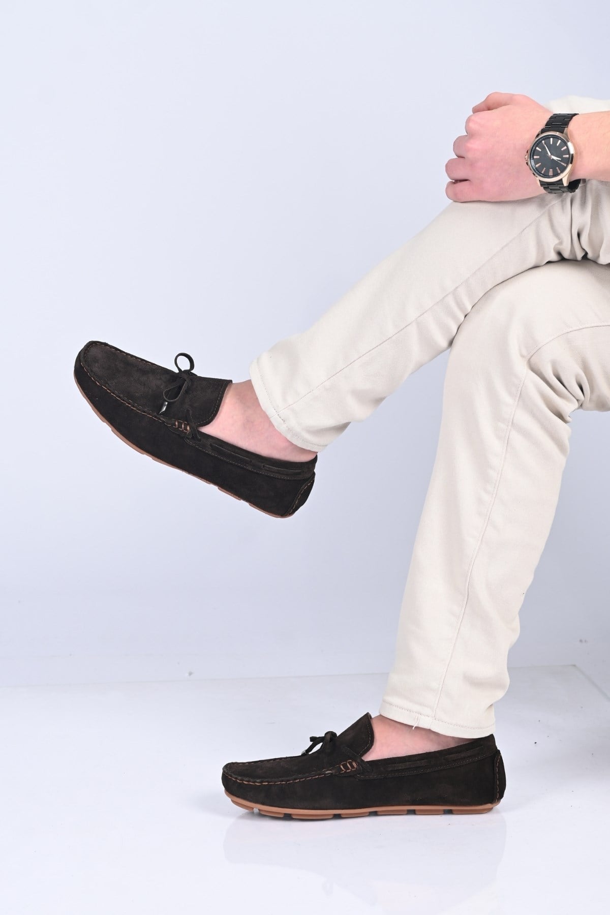 Bestello Bağcıksız Fiyonklu Poliüretan Taban Hakiki Deri Loafer 028-1041 Erkek Ayakkabı028-1041_KAHVE SUET_40Loafer