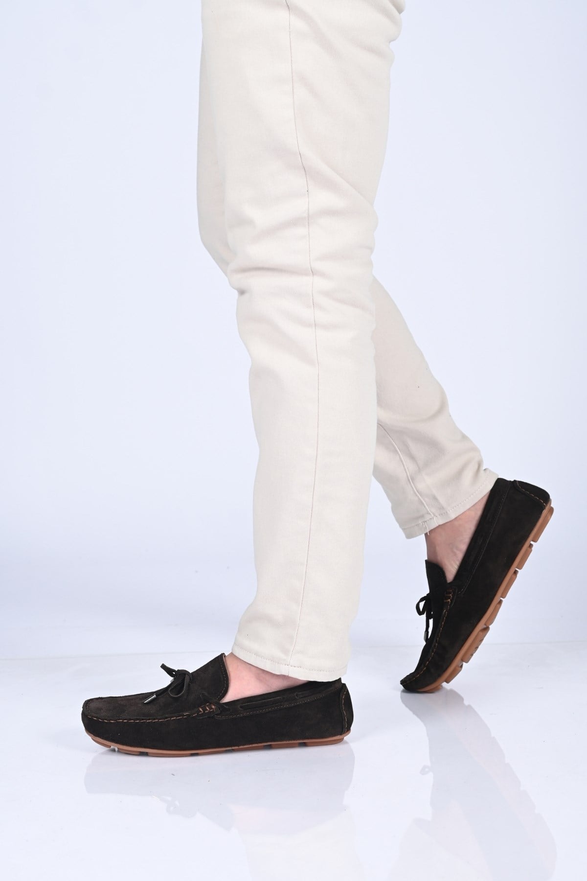 Bestello Bağcıksız Fiyonklu Poliüretan Taban Hakiki Deri Loafer 028-1041 Erkek Ayakkabı028-1041_KAHVE SUET_40Loafer