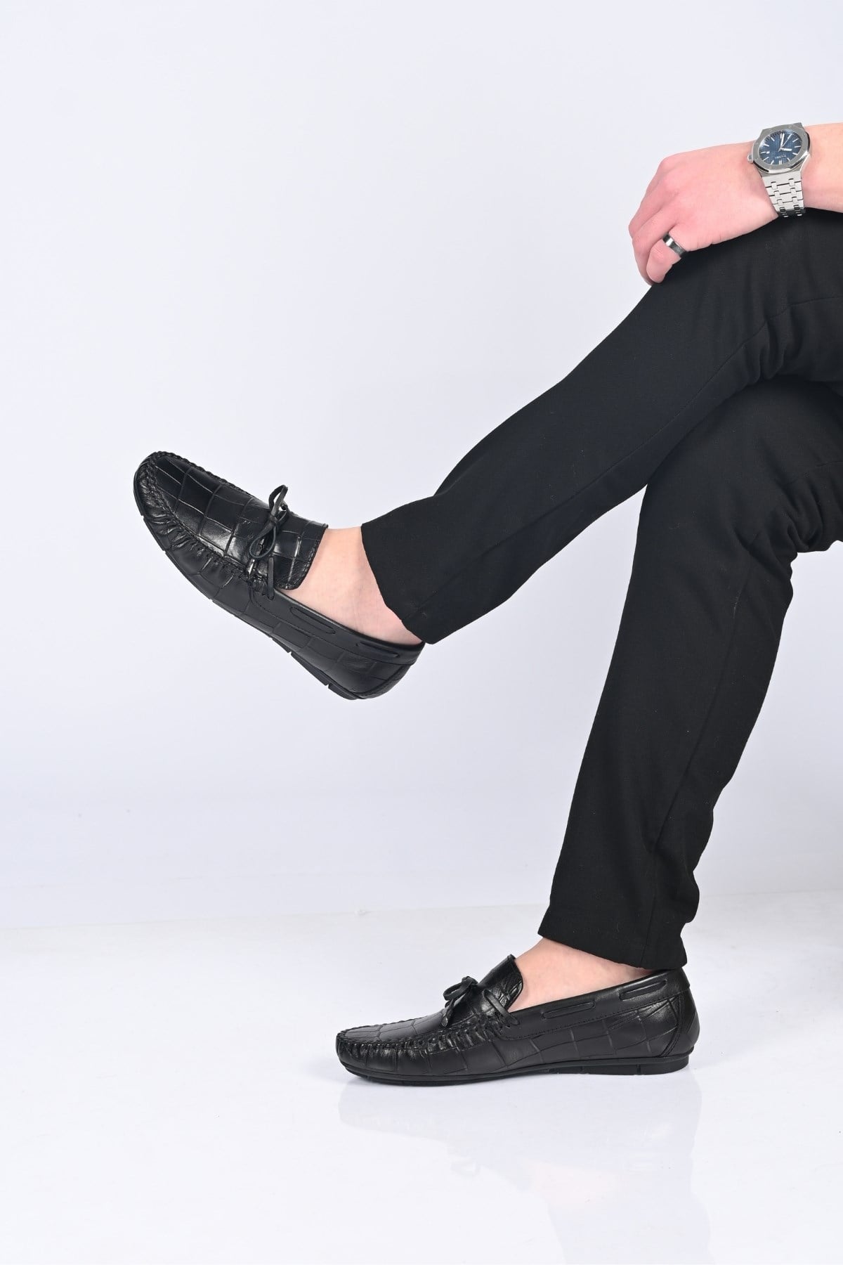 Bestello Bağcıksız Fiyonklu Poliüretan Taban Hakiki Deri Loafer 028-2068-26Y Erkek Ayakkabı028-2068-26Y_SIYAH KROK_39Loafer
