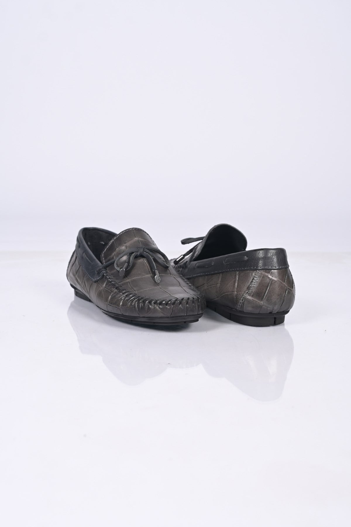 Bestello Bağcıksız Fiyonklu Poliüretan Taban Hakiki Deri Loafer 028-2068-26Y Erkek Ayakkabı028-2068-26Y_GRI KROKO_39Loafer