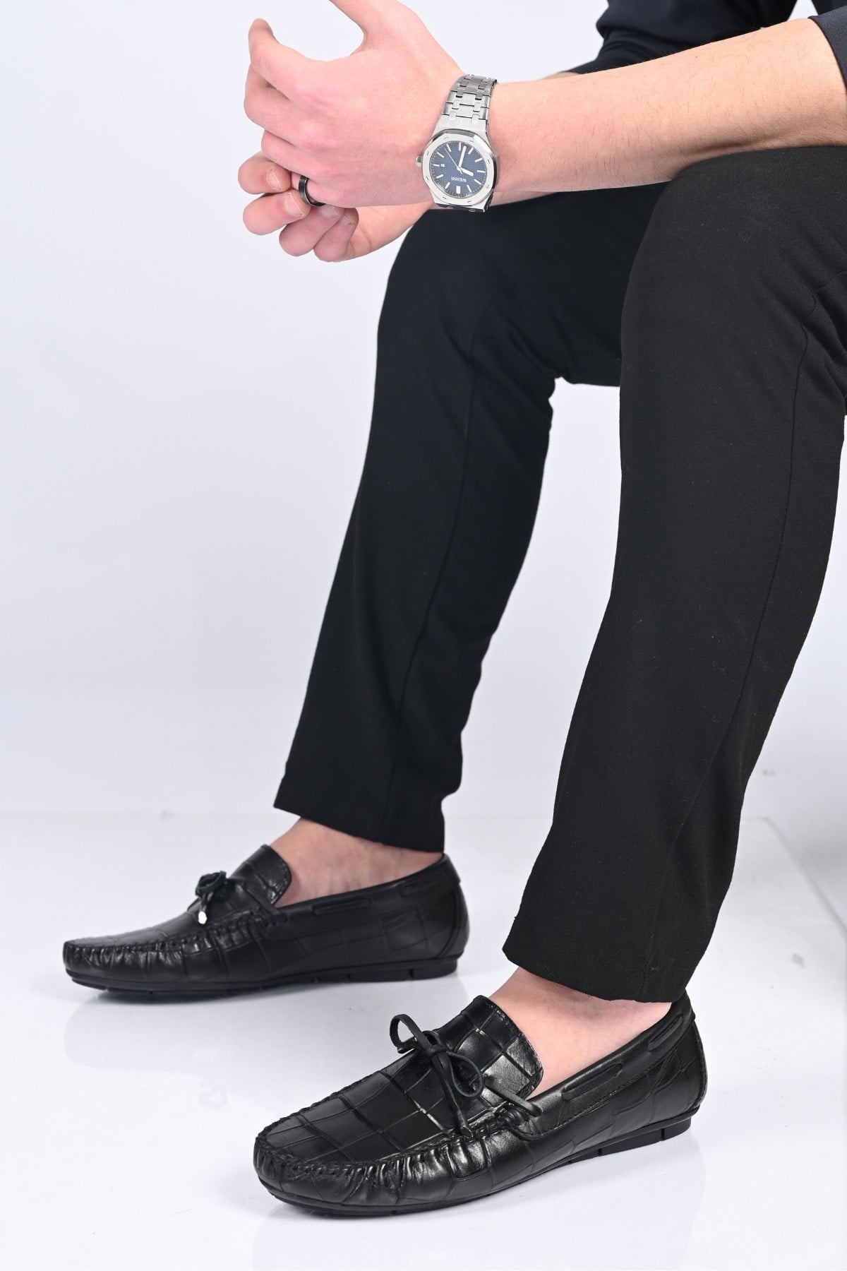 Bestello Bağcıksız Fiyonklu Poliüretan Taban Hakiki Deri Loafer 028-2068-26Y Erkek Ayakkabı028-2068-26Y_SIYAH KROK_39Loafer