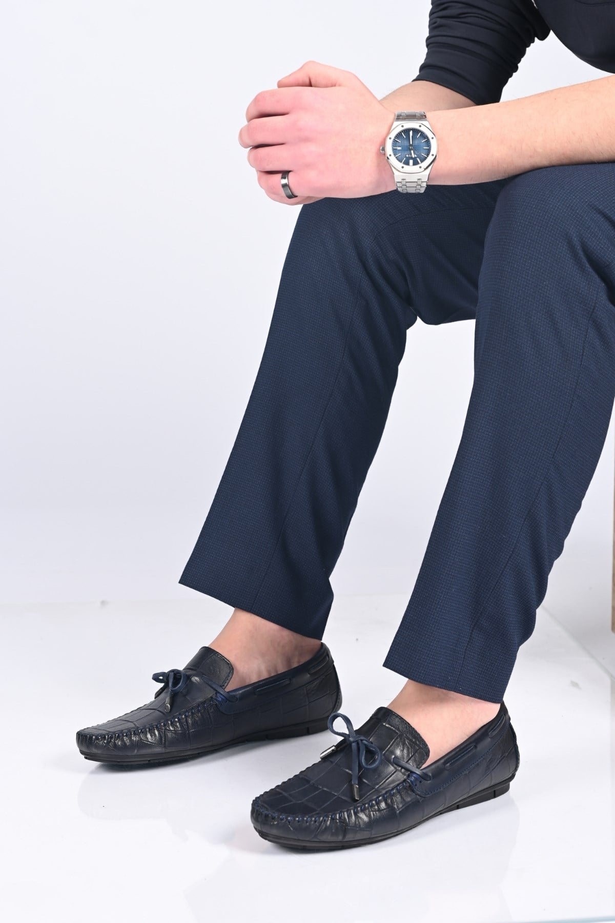Bestello Bağcıksız Fiyonklu Poliüretan Taban Hakiki Deri Loafer 028-2068-26Y Erkek Ayakkabı028-2068-26Y_LACI KROKO_39Loafer