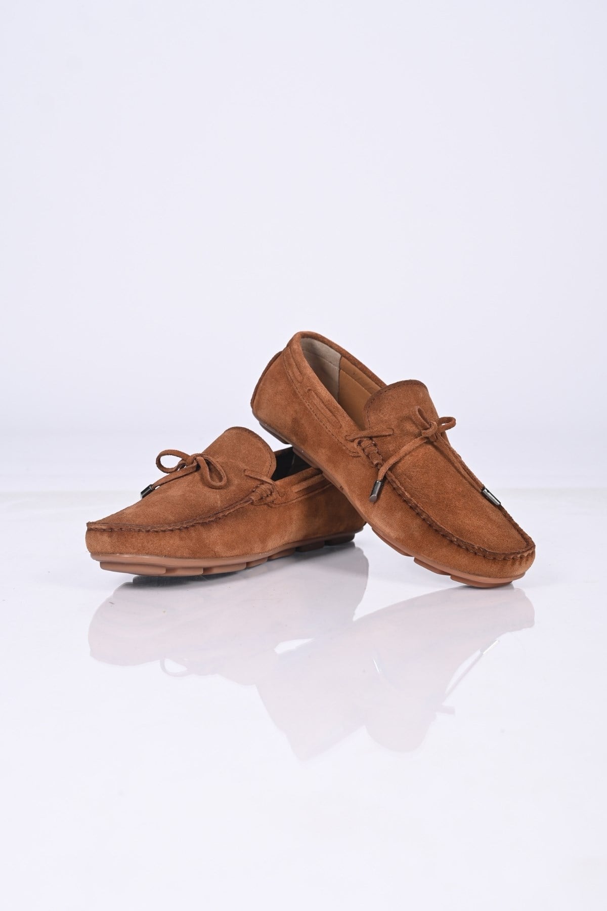 Bestello Bağcıksız Fiyonklu Poliüretan Taban Hakiki Deri Loafer 028-1041 Erkek Ayakkabı028-1041_TABA SUET_40Loafer