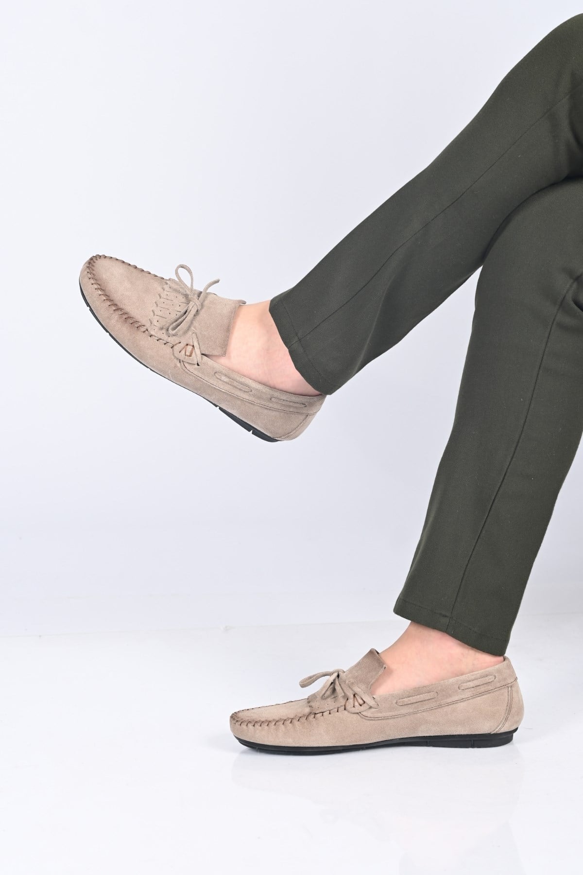 Bestello Bağcıksız Fiyonklu Poliüretan Taban Hakiki Deri Loafer 028-2065 Erkek Ayakkabı028-2065_VIZON SUET_39Loafer
