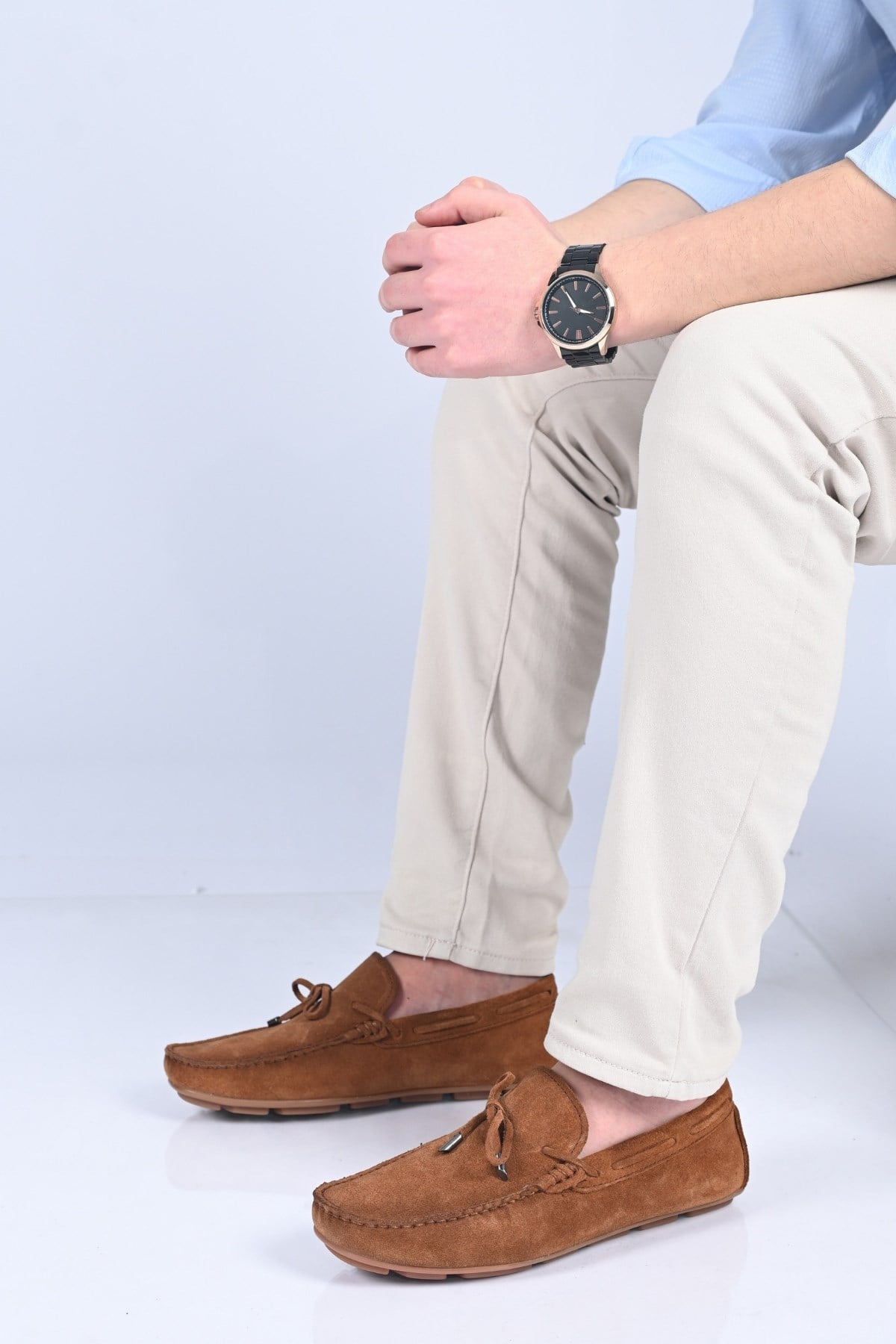 Bestello Bağcıksız Fiyonklu Poliüretan Taban Hakiki Deri Loafer 028-1041 Erkek Ayakkabı028-1041_TABA SUET_40Loafer