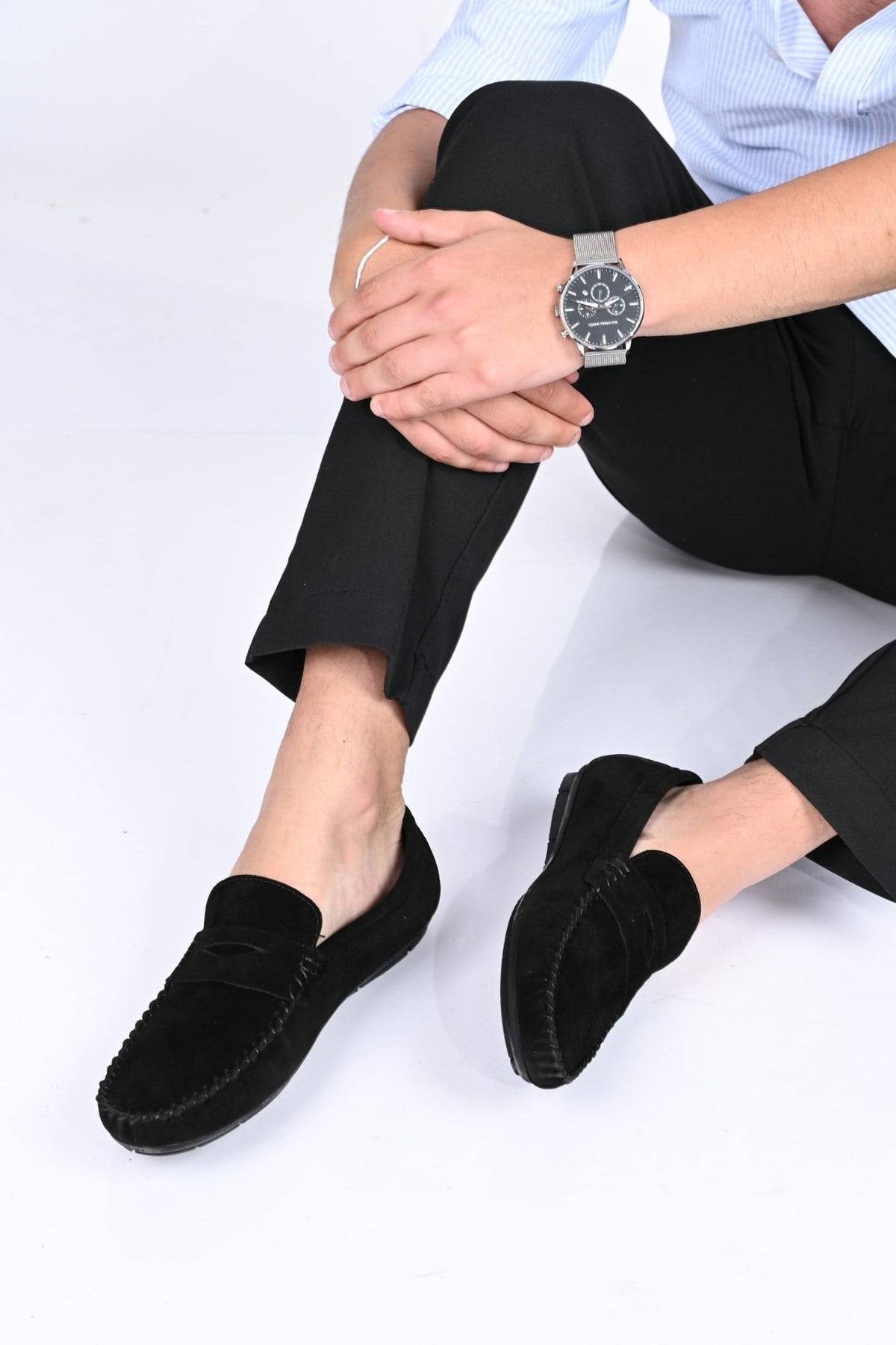 Bestello Bağcıksız Hakiki Deri Loafer 028-2020 Erkek Ayakkabı028-2020_SIYAH SUET_39Loafers