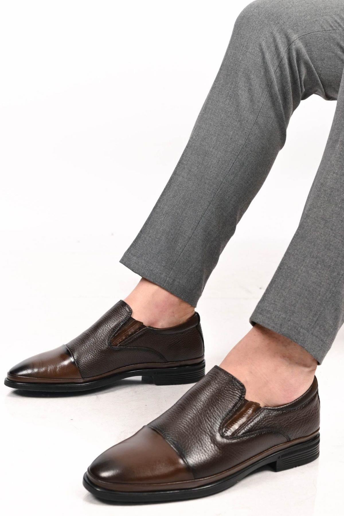 Bestello Bağcıksız Kauçuk Taban Hakiki Deri Comfort Ayakkabı 333-1948 Erkek Ayakkabı333-1948_KAHVE_39Casuals