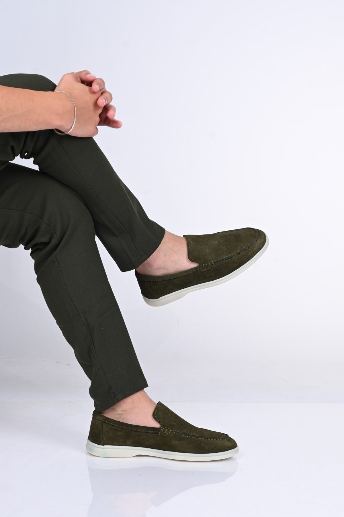 Bestello Bağcıksız Kauçuk Taban Hakiki Deri Loafer 028-2000 Erkek Ayakkabı028-2000_HAKI SUET_39Loafers