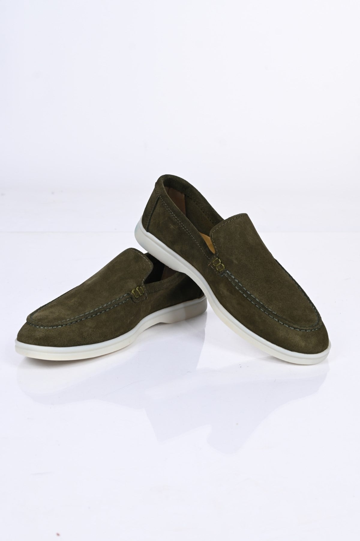 Bestello Bağcıksız Kauçuk Taban Hakiki Deri Loafer 028-2000 Erkek Ayakkabı028-2000_HAKI SUET_39Loafers