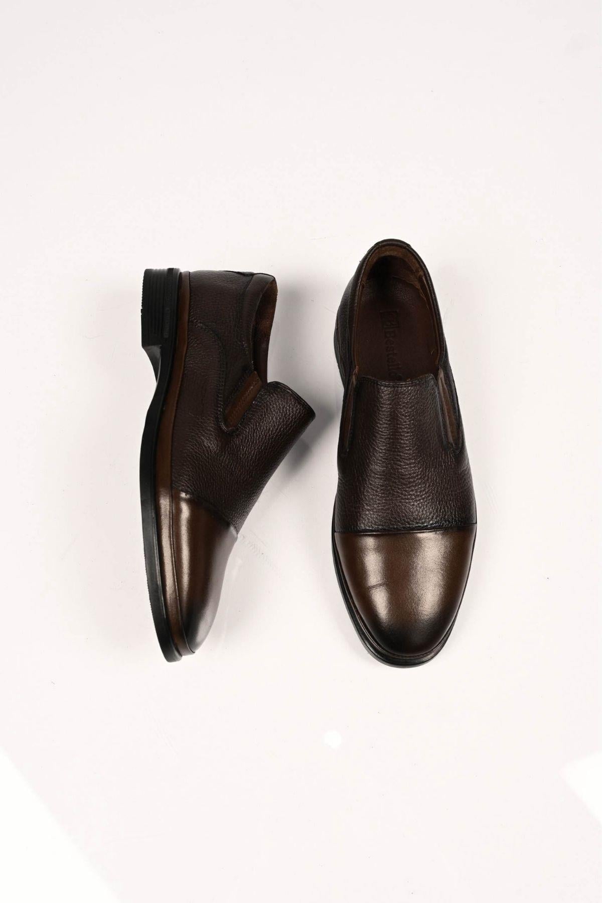Bestello Bağcıksız Kauçuk Taban Hakiki Deri Comfort Ayakkabı 333-1948 Erkek Ayakkabı333-1948_KAHVE_39Casuals