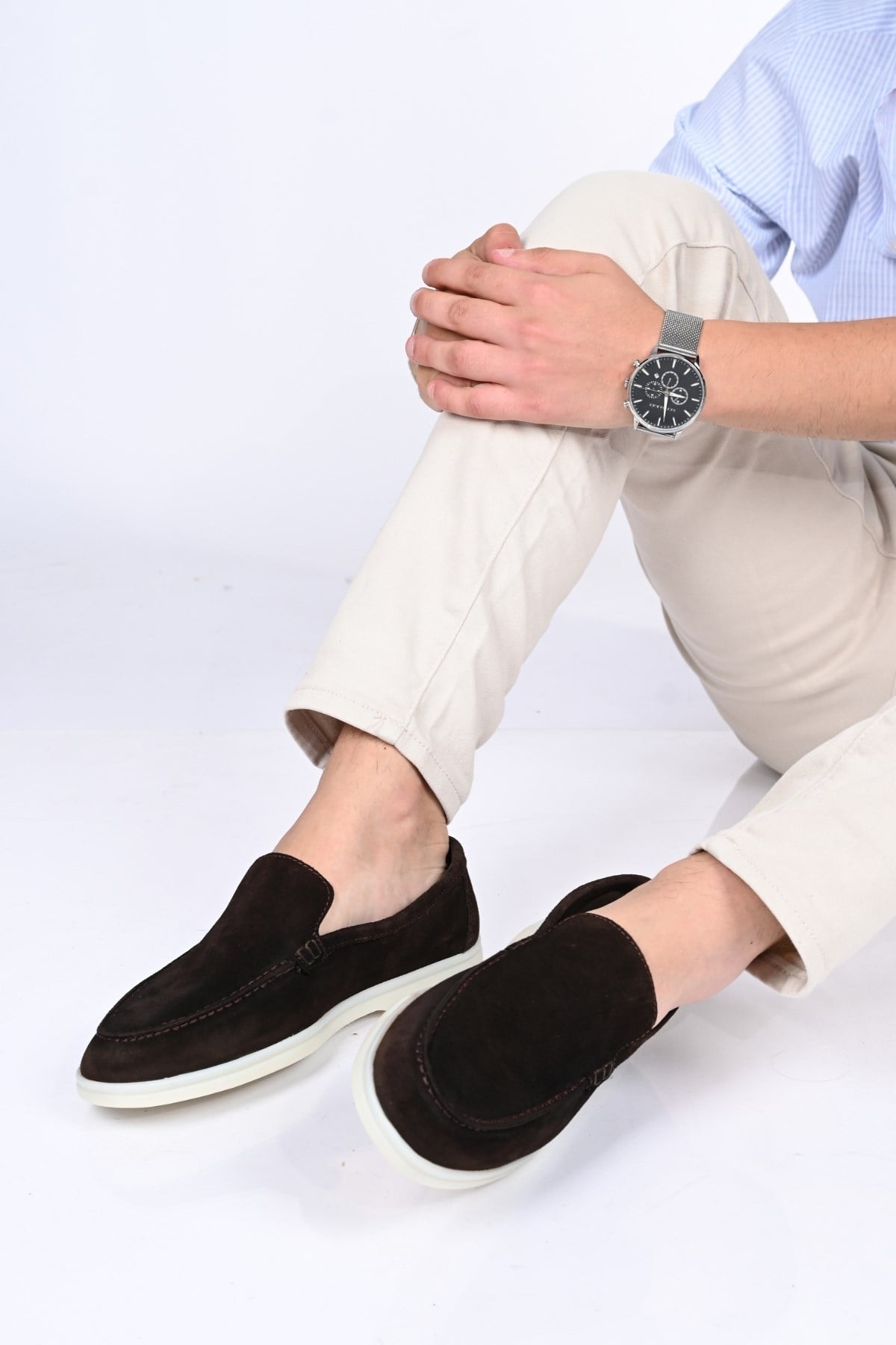 Bestello Bağcıksız Kauçuk Taban Hakiki Deri Loafer 028-2000 Erkek Ayakkabı028-2000_KAHVE SUET_39Loafers