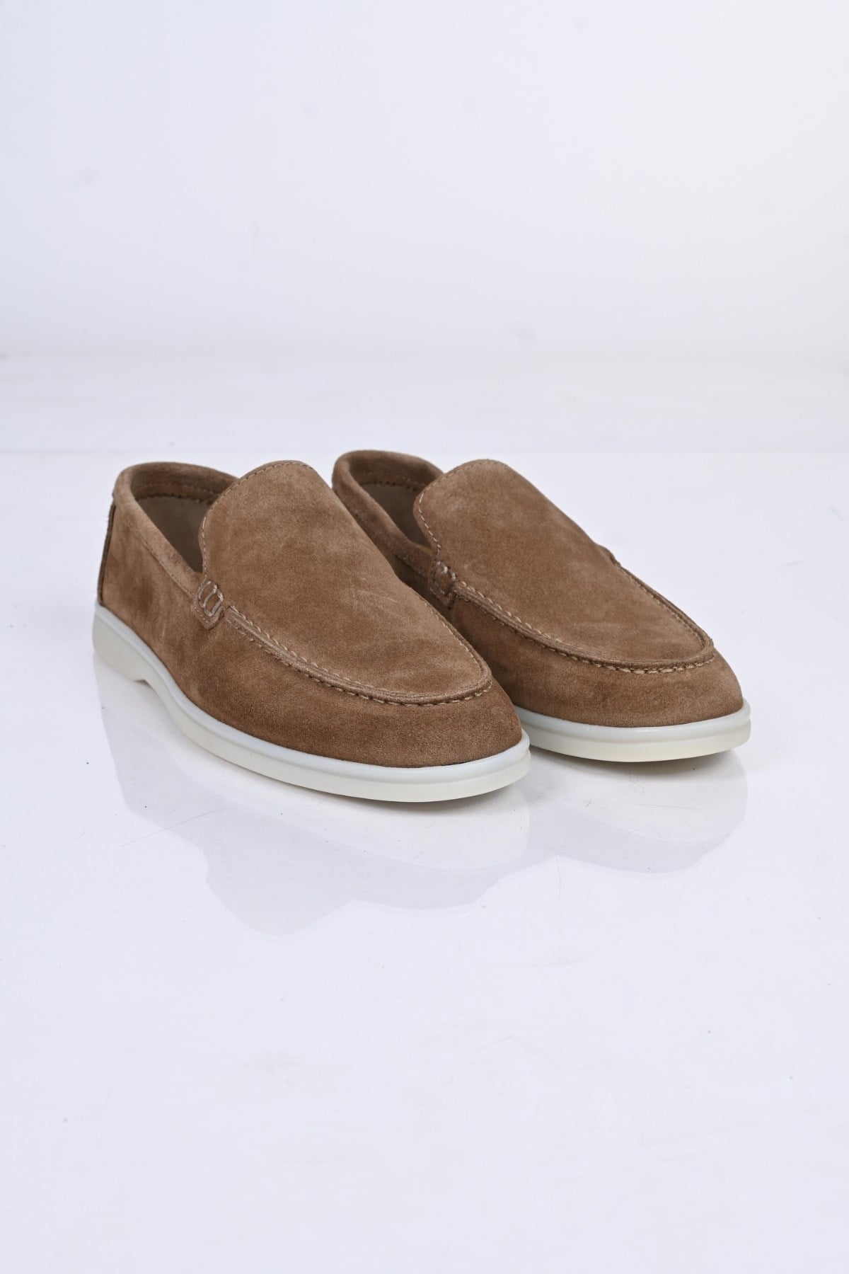 Bestello Bağcıksız Kauçuk Taban Hakiki Deri Loafer 028-2000 Erkek Ayakkabı028-2000_KUM SUET_39Loafers