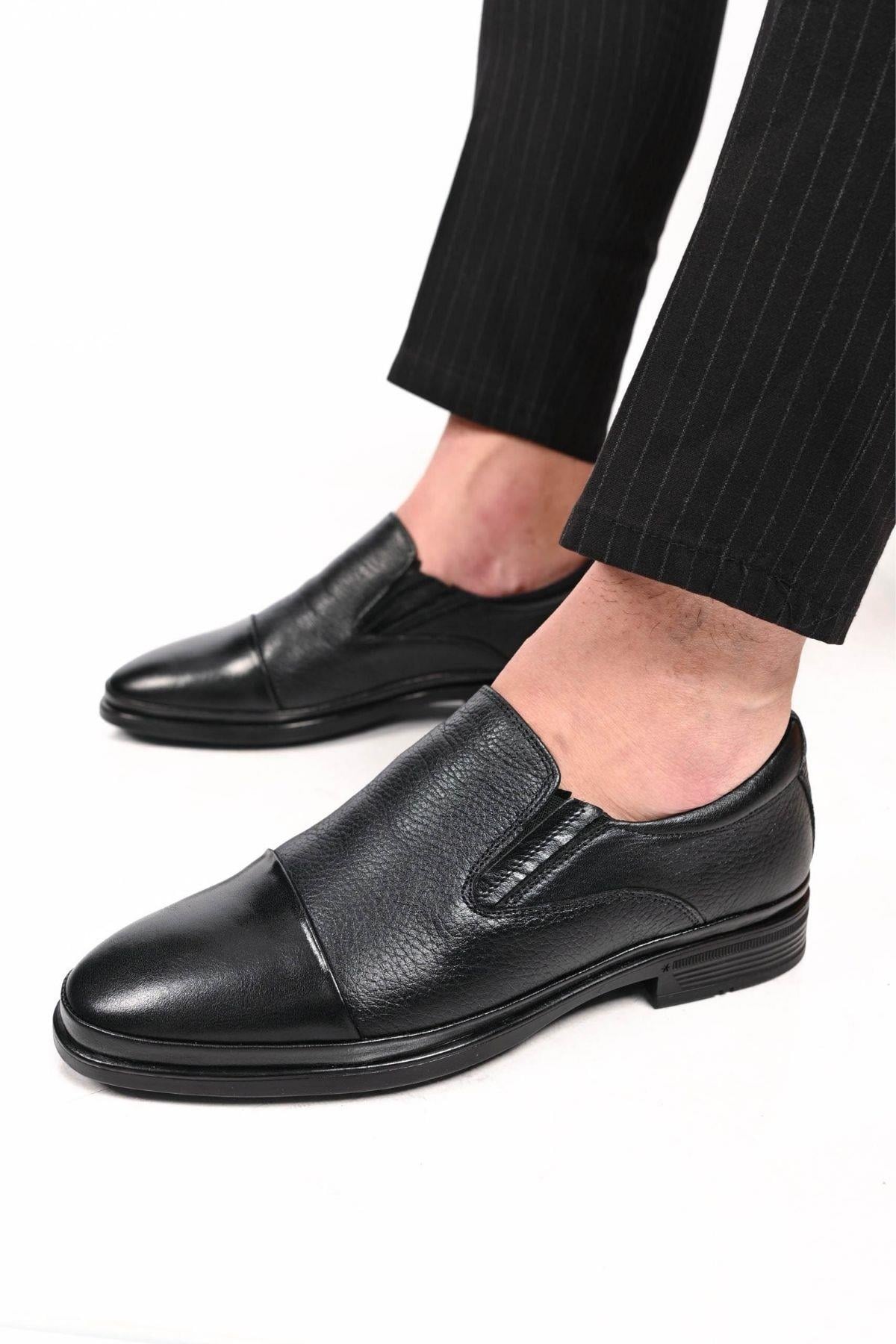 Bestello Bağcıksız Kauçuk Taban Hakiki Deri Comfort Ayakkabı 333-1948 Erkek Ayakkabı333-1948_SIYAH_39Casuals
